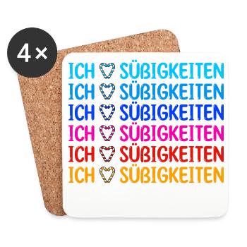 Herz Süß Statement Ich Liebe Süßigkeiten Lecker - Untersetzer (4er-Set) - Weiß - Vorne