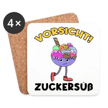Süßigkeiten Naschen Nachspeise Statement Eis - Untersetzer (4er-Set) - Weiß - Vorne