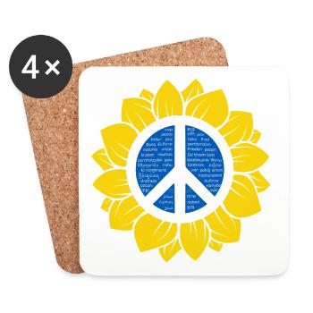 Ukrainische Sonnenblume mit Peace-Zeichen. - Untersetzer (4er-Set) - Weiß - Vorne