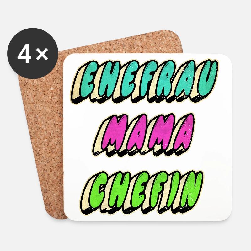 Ehefrau Mama Chefin - Untersetzer (4er-Set) - Weiß