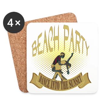 danse de fête sur la plage au coucher du soleil - Dessous de verre (lot de 4) - blanc - Devant