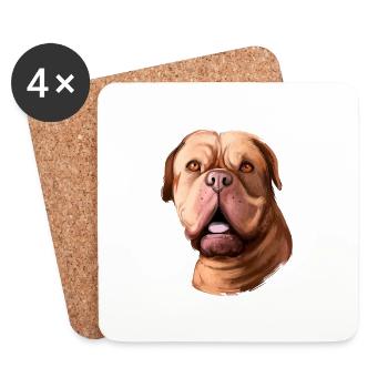 Dogue De Bordeaux Aquarelle pour chien Illustration - Dessous de verre (lot de 4) - blanc - Devant
