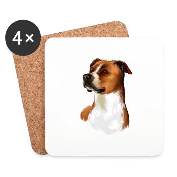 Englisch Foxhound Hund Aquarell Illustration - Untersetzer (4er-Set) - Weiß - Vorne
