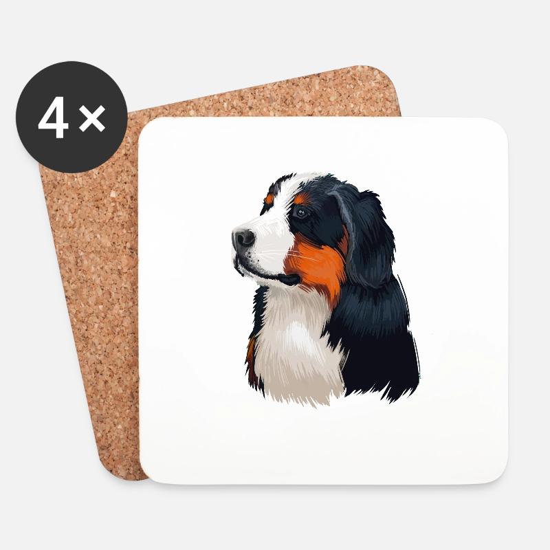 Berner Sennenhund Aquarell Illustration - Untersetzer (4er-Set) - Weiß