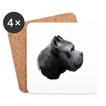 Cane Corso Dog Aquarelle Illustration - Dessous de verre (lot de 4) - blanc - Devant