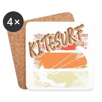 Kitesurfen Kitesurf Kitesurfer Kiteboard - Untersetzer (4er-Set) - Weiß - Vorne