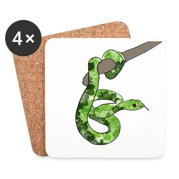 Grüne Schlange - Untersetzer (4er-Set) - Weiß - Vorne