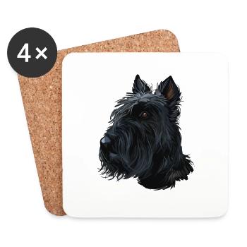 Illustration de l’aquarelle du chien Scottish Terrier - Dessous de verre (lot de 4) - blanc - Devant