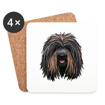 Puli Hund Aquarell Farbe Illustration - Untersetzer (4er-Set) - Weiß - Vorne