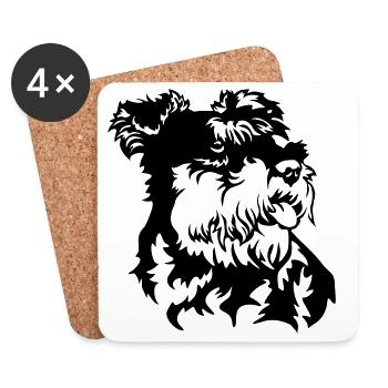 Tête de Schnauzer miniature - Dessous de verre (lot de 4) - blanc - Devant