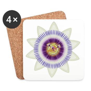 Kunstvolle Blüte einer Passionsblume - Untersetzer (4er-Set) - Weiß - Vorne