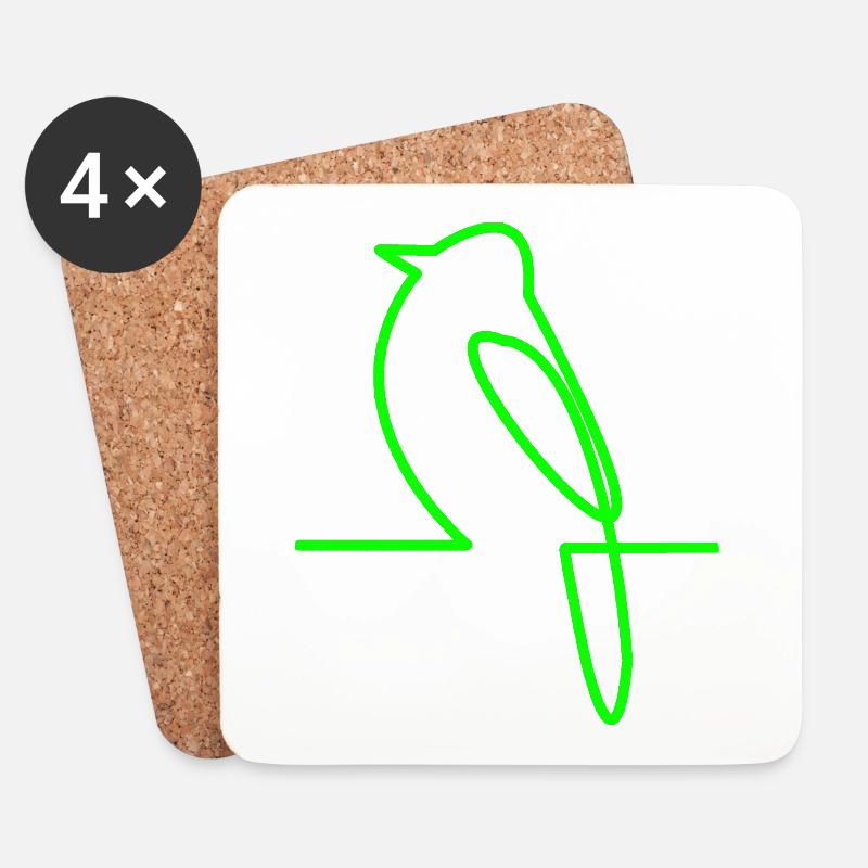 Leuchtender Vogel Linienkunst - Untersetzer (4er-Set) - Weiß
