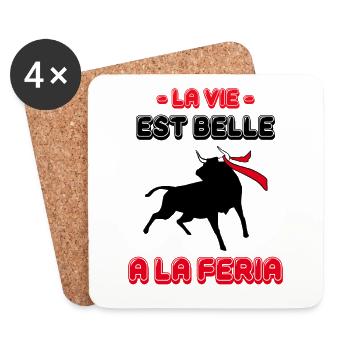 La vie est belle a la Féria - Dessous de verre (lot de 4) - blanc - Devant