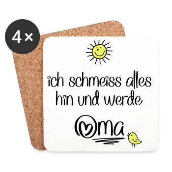 lustige Sprüche für Oma - Untersetzer (4er-Set) - Weiß - Vorne