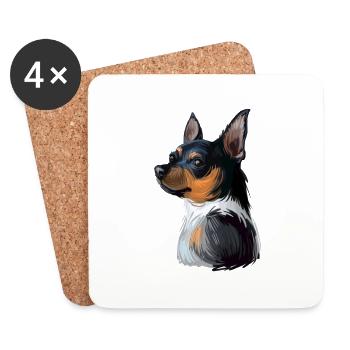 Teddy Roosevelt Terrier Dog Watercolor Illustratio - Coasters (set of 4) - white - Front