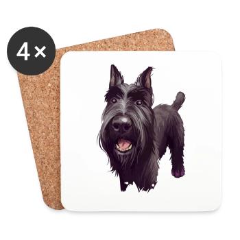 Mittelschnauze Standard Schnauzer Hund Illustration - Untersetzer (4er-Set) - Weiß - Vorne