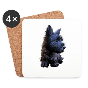 Illustration de l’aquarelle du chien Skye Terrier - Dessous de verre (lot de 4) - blanc - Devant