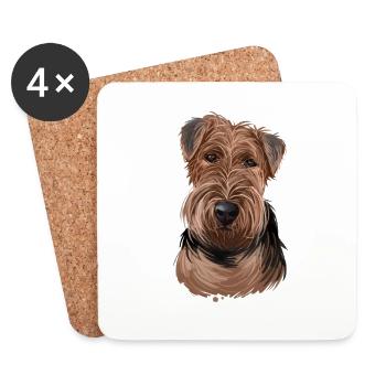 Welsh Terrier Hund Aquarell Skizze Illustration - Untersetzer (4er-Set) - Weiß - Vorne