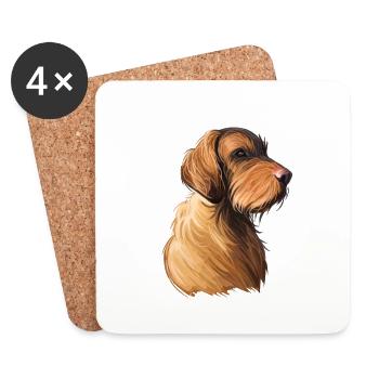 Drahthaar Vizsla Hund Aquarell Illustration - Untersetzer (4er-Set) - Weiß - Vorne