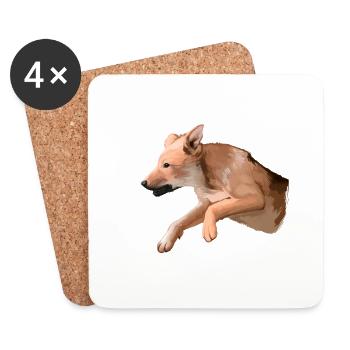 Carolina Puppy Dog Aquarelle Art Illustration - Dessous de verre (lot de 4) - blanc - Devant