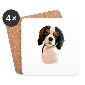 Cavalier King Charles Épagneul Illustration de chien - Dessous de verre (lot de 4) - blanc - Devant