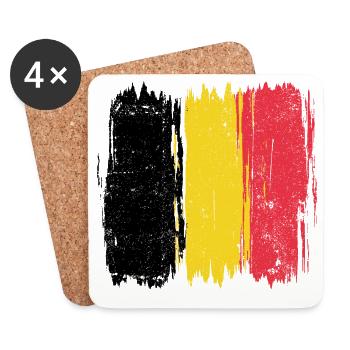 Belgian Flag Abstract Brush Strokes - Coasters (set of 4) - white - Front