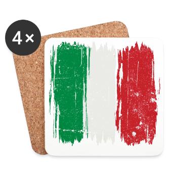 Italian Flag Brush Stroke - Coasters (set of 4) - white - Front