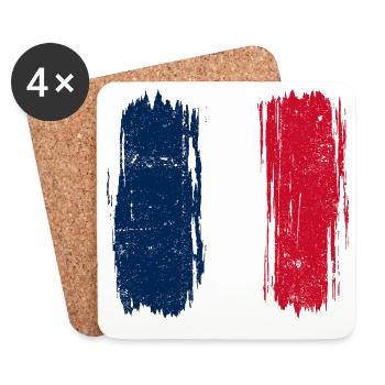 Brushstroke French Flag - Coasters (set of 4) - white - Front
