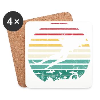 Retro Sunset Surf Silhouette Tee - Untersetzer (4er-Set) - Weiß - Vorne
