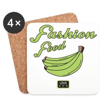 Mode Food Bananes - Dessous de verre (lot de 4) - blanc - Devant