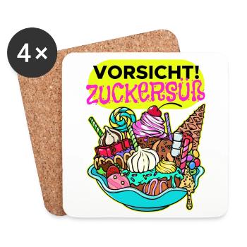 Süßigkeiten Schokolade Statement Nachspeise Bonbon - Untersetzer (4er-Set) - Weiß - Vorne