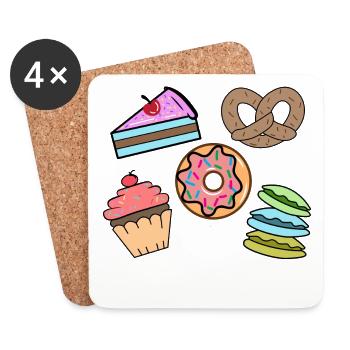 Sweets Snack Cupcake Donut Cake Baking - Coasters (set of 4) - white - Front