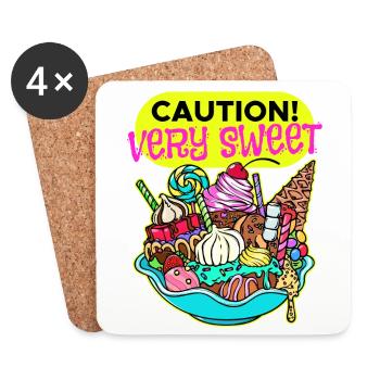 Chocolate Sweets Dessert Candy Statement - Dessous de verre (lot de 4) - blanc - Devant