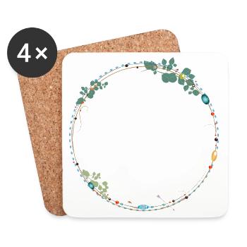 cadre délicat fait de symboles ethno - Dessous de verre (lot de 4) - blanc - Devant