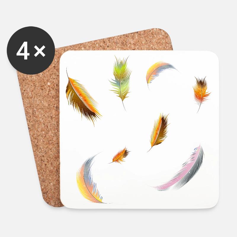 zarte kunterbunte Federn Symbol der Leichtigkeit - Untersetzer (4er-Set) - Weiß