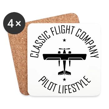 classic airplane flying symbol aviator pilots - Coasters (set of 4) - white - Front