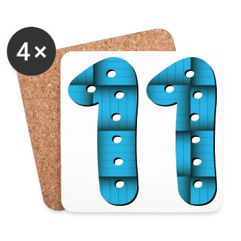 Numéro 11 - NUMÉRO ONZE - 11e anniversaire - Dessous de verre (lot de 4) - blanc - Devant
