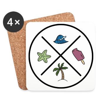 Lustiges Design für den Sommer - Untersetzer (4er-Set) - Weiß - Vorne
