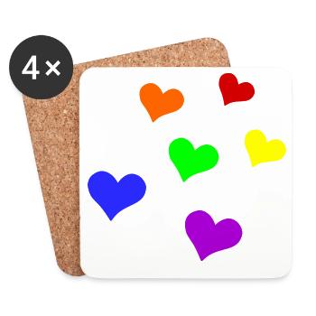 LGBT-Herzen - Untersetzer (4er-Set) - Weiß - Vorne