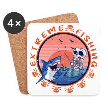 Pêche au requin extrême - Dessous de verre (lot de 4) - blanc - Devant