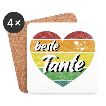 beste Tante Geschenk Herz retro vintage - Untersetzer (4er-Set) - Weiß - Vorne