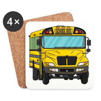 School bus - Coasters (set of 4) - white - Front