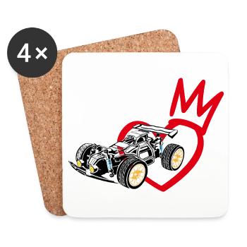 RC : une course de voitures dynamique et puissante - Dessous de verre (lot de 4) - blanc - Devant