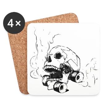 Roller Derby Skull - Dessous de verre (lot de 4) - blanc - Devant