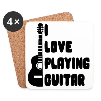 J’adore jouer de la guitare pour les guitaristes * - Dessous de verre (lot de 4) - blanc - Devant