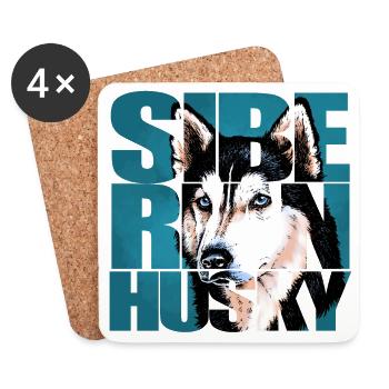 Siberian Husky Portrait - Untersetzer (4er-Set) - Weiß - Vorne