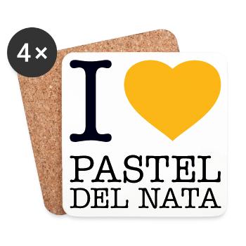 I LOVE PASTEL DEL NATA Portugal Cake - Untersetzer (4er-Set) - Weiß - Vorne