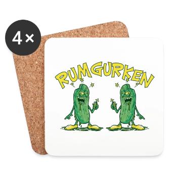 Rumgurken Betrunkene Gurken Rum Lustige Sprüche - Untersetzer (4er-Set) - Weiß - Vorne