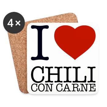 I LOVE CHILI CON CARNE - Coasters (set of 4) - white - Front