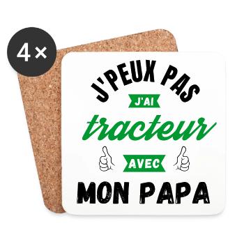 J'Peux Pas J'Ai Tracteur Avec Mon Papa - Dessous de verre (lot de 4) - blanc - Devant